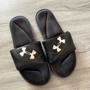 Under Armour Black Slide Sandals with White Logo